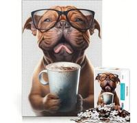 Puzzle da 1000 pezzi per adulti con simpatico cane e caffè espresso, gioco rilassante, assemblaggio di figure, lista dei desideri con Babbo Natale 50x75cm