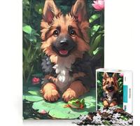 Puzzle da 1000 pezzi per adulti con simpatico cucciolo e rana su una ninfea, gioco rilassante, decorazione per la casa, ideale come regalo per tutta la famiglia 38x52cm