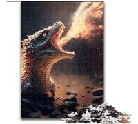 Puzzle da 1000 pezzi per adulti con simpatico drago di fuoco in legno, perfetto regalo di Natale e Capodanno, regalo di festa 50x75cm per gioco interattivo per famiglie