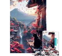 Puzzle da 1000 pezzi per adulti con simpatico gatto e paesaggio rilassante Gioco rompicapo antistress ideale come regalo (dimensioni 38x52cm)