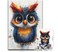 Puzzle da 1000 pezzi per adulti con simpatico gufo acquerello, regalo per donne per gioco educativo, regali di Babbo Natale segreto (dimensioni 50x75cm)