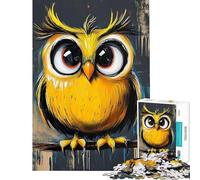 Puzzle da 1000 pezzi per adulti con simpatico gufo giallo giocattolo antistress ideale per rilassarsi e passare il tempo in casa (dimensioni 50x75cm)