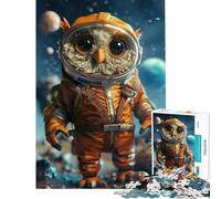 Puzzle da 1000 pezzi per adulti con simpatico gufo spaziale astronauta gioco educativo sfida per l'intelligenza giocattolo avvincente regalo divertente attività per tutta la famiglia (38x52cm)