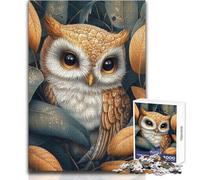 Puzzle da 1000 pezzi per adulti con simpatico gufo tra le foglie autunnali, ma anche un gioco educativo divertente e umoristico, regalo per donne e uomini (dimensioni 38x52cm)