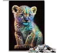 Puzzle da 1000 pezzi per adulti con simpatico leopardo della galassia in legno per il divertimento in famiglia durante i compleanni e le feste di Natale,50x75cm,coinvolgente attività di gioco