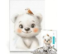 Puzzle da 1000 pezzi per adulti con simpatico orso polare e uccellino, gioco educativo, migliora la memoria, compleanno e Natale 50x75cm