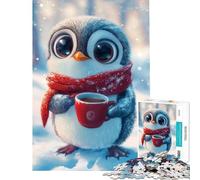 Puzzle da 1000 pezzi per adulti con simpatico pinguino e caffè Puzzle per adulti gioco per famiglie stimola la memoria ottimo regalo per gli amanti dei videogiochi (dimensioni 38x52cm)