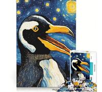 Puzzle da 1000 pezzi per adulti con simpatico pinguino e tema Notte stellata, un gioco rilassante, divertente e spiritoso, ideale come regalo 38x52cm