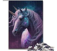 Puzzle da 1000 pezzi per adulti con simpatico pony in legno, perfetto come decorazione fai da te o regalo di compleanno 50x75cm per compleanni, vacanze, Natale e Halloween
