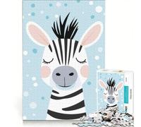 Puzzle da 1000 pezzi per adulti con simpatico ritratto di zebra su sfondo blu, gioco per tutta la famiglia, divertente e spiritoso, sfida unica 50x75cm