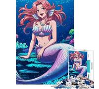 Puzzle da 1000 pezzi per adulti con sirena anime in scena sottomarina gioco per famiglie ideale per passare il tempo in casa o in vacanza compleanno e Natale (dimensioni 50x75cm)
