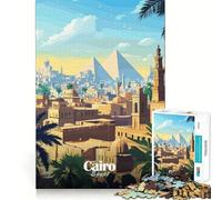 Puzzle da 1000 pezzi per adulti con skyline del Cairo e piramidi,divertente gioco di incastro,regalo per la mente,gioco rilassante,regalo di Natale (50x75cm)