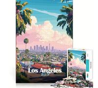 Puzzle da 1000 pezzi per adulti con skyline di Los Angeles,design Perfect Edge,gioco di concentrazione mentale,gioco lento,divertente,regalo di compleanno (50x75cm)