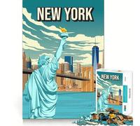 Puzzle da 1000 pezzi per adulti con skyline di New York,poster di viaggio,disegno finemente intagliato,gioco di abilità mentale,gioco di tranquillità,decorazione artistica natalizia (50x75cm)