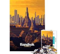 Puzzle da 1000 pezzi per adulti con skyline di templi di Bangkok gioco rilassante giocattolo avvincente per coltivare la pazienza regalo di compleanno decorazione da parete (dimensioni 50x75cm)