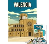 Puzzle da 1000 pezzi per adulti con skyline di Valencia paesaggio urbano arte di viaggio gioco educativo sfida giocattolo per l'apprendimento decorazione per la casa opera d'arte regalo (38x26cm)