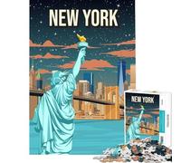 Puzzle da 1000 pezzi per adulti con skyline notturno di New York arte da viaggio giochi rilassanti giocattoli educativi opere d'arte regalo per vacanze a casa per passare il tempo (dimensioni 38x52cm)