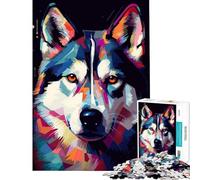 Puzzle da 1000 pezzi per adulti con soggetto astratto Siberian Husky impegnativo da completare ideale per passare il tempo durante le vacanze o per un gioco pratico per ragazzi dai 14 anni in su