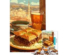 Puzzle da 1000 pezzi per adulti con soggetto Baklava tè e paesaggio urbano turco Gioco pratico e stimolante per la mente un'opera d'arte da regalare in occasione del compleanno (dimensioni 38x26cm)