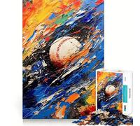 Puzzle da 1000 pezzi per adulti con soggetto baseball e pittura astratta,bordi perfetti,gioco cognitivo,regalo,gioco di ozio,attività per compleanno (50x75cm)