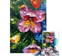 Puzzle da 1000 pezzi per adulti con soggetto floreale dipinto ad olio ideale come antistress perfetto per rilassarsi a casa per ammazzare il tempo e stimolare la mente (dimensioni: 38x26cm)