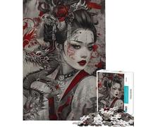 Puzzle da 1000 pezzi per adulti con soggetto Geisha e Drago ideale come regalo o gioco per famiglie sfida educativa a tempo (dimensioni 38x52cm)