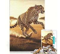 Puzzle da 1000 pezzi per adulti con soggetto ghepardi, gioco divertente, allena la mente e la manualità, ideale come regalo per tutta la famiglia 38x26cm
