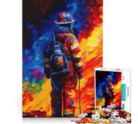 Puzzle da 1000 pezzi per adulti con soggetto Pompiere in azione e dipinto astratto, giochi per famiglie, divertimento in famiglia, regali per amici e parenti 38x52cm