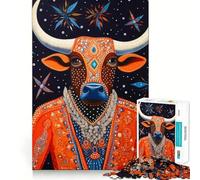 Puzzle da 1000 pezzi per adulti con soggetto tribale, animale toro, gioco di incastro fine e divertente, regalo per la mente, gioco accogliente, regalo di Natale per il tempo libero (38x26cm)