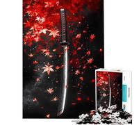 Puzzle da 1000 pezzi per adulti con spada da samurai e foglie cadenti Gioco educativo stimolante e divertente ideale come regalo Dimensioni 38x52cm