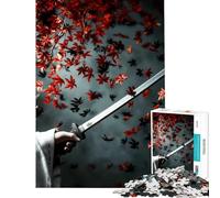 Puzzle da 1000 pezzi per adulti con spada samurai e foglie cadenti Giocattolo avvincente per coltivare la pazienza gioco pratico decorazione per la casa regalo di compleanno (dimensioni 50x75cm)
