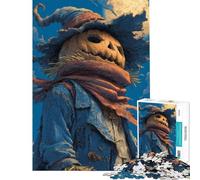 Puzzle da 1000 pezzi per adulti con spaventapasseri testa di zucca e luna Gioco divertente e antistress per genitori e figli Interazione genitore-figlio (dimensioni 38x52cm)