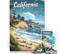 Puzzle da 1000 pezzi per adulti con spiaggia e costa della California,poster di viaggio,decorazione ordinata,esercizio mentale,divertimento casual,regalo di Natale (38x52cm)