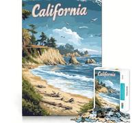 Puzzle da 1000 pezzi per adulti con spiaggia e costa della California,poster di viaggio,gioco di squadra divertente,regalo per la mente,gioco accogliente,regalo di Natale per il tempo libero (50x75cm)