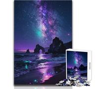 Puzzle da 1000 pezzi per adulti con spiaggia notturna e Via Lattea, gioco interattivo di abilità cognitive, idea regalo unica e memorabile, dimensioni 50x75cm