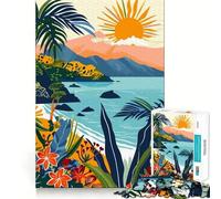Puzzle da 1000 pezzi per adulti con spiaggia tropicale al tramonto, isole Eolie, Italia Gioco cognitivo con bordi sottili, rilassante e di carattere natalizio (38x52cm)