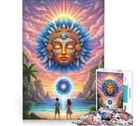 Puzzle da 1000 pezzi per adulti con spiaggia tropicale dio del sole e portale decorazione da parete disegno da assemblare regalo per amici e familiari 38x26cm