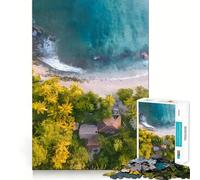Puzzle da 1000 pezzi per adulti con spiaggia tropicale e vista aerea, gioco di incastro divertente e stimolante, tempo libero (38x26cm)