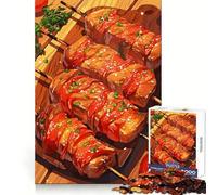 Puzzle da 1000 pezzi per adulti con spiedini di carne alla griglia e salsa,gioco creativo con bordi sottili,divertente e rilassante,ideale come regalo di compleanno (38x26cm)