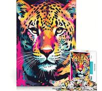 Puzzle da 1000 pezzi per adulti con splendido giaguaro in stile pop art, gioco rompicapo, assemblaggio di modelli, per rafforzare l'amore tra le coppie 38x52cm