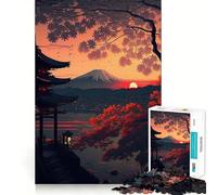 Puzzle da 1000 pezzi per adulti con splendido tramonto giapponese,disegno dai bordi precisi,gioco di logica,regalo perfetto per rilassarsi e divertirsi a Natale (38x52cm)