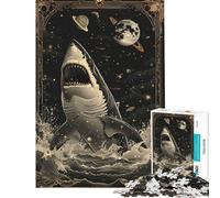 Puzzle da 1000 pezzi per adulti con squalo bianco e carte dei tarocchi giocattolo decorativo da parete antistress regalo per ridurre lo stress (38x26cm)