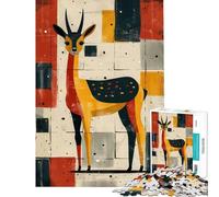 Puzzle da 1000 pezzi per adulti con stampa artistica geometrica a forma di gazzella sfida educativa difficile rilassante adatto a partire dai 14 anni (50x75cm)