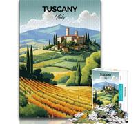 Puzzle da 1000 pezzi per adulti con stampa "Toscana, Italia e viaggio", difficile da completare ma divertente e umoristico, con poster abbinato e foglio di quiz, 75x50cm