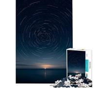 Puzzle da 1000 pezzi per adulti con stelle che si stagliano sull'oceano di notte Gioco educativo ideale come regalo o per coppie (dimensioni 75x50cm)