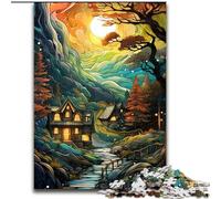 Puzzle da 1000 pezzi per adulti con strade autunnali colorate in legno,ideale per il divertimento in famiglia,il relax e come regalo di Natale Dimensioni: 50 x 75cm Per adolescenti regalo di Natale
