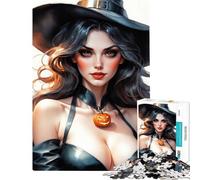 Puzzle da 1000 pezzi per adulti con strega e zucca ideale per compleanni e Natale divertimento in famiglia decorazione per la casa adatto a partire dai 14 anni (38x26cm)