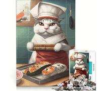 Puzzle da 1000 pezzi per adulti con sushi gatto e chef tema Giappone gioco educativo di analisi e logica regalo di compleanno regalo di viaggio 50x75cm