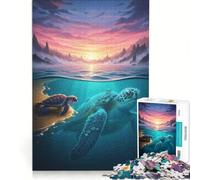 Puzzle da 1000 pezzi per adulti con tartarughe marine al tramonto gioco educativo difficile ideale come regalo di compleanno o per occasioni speciali 38x52cm
