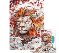 Puzzle da 1000 pezzi per adulti con tatuaggio di leone giapponese gioco rompicapo per adulti regalo di compleanno ideale per tutta la famiglia (dimensioni 38x26cm)